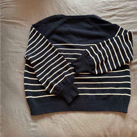 Sezane Leontine Jumper Sweater in navy blue white stripes size medium - Picture 8 of 8